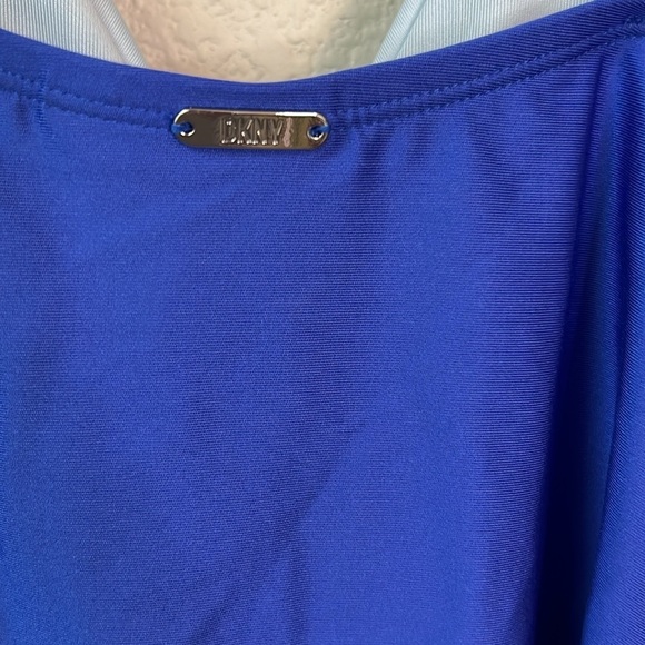 DKNY Lapis Blue Colorblock One Piece Swimsuit Size 8 - Picture 9 of 13
